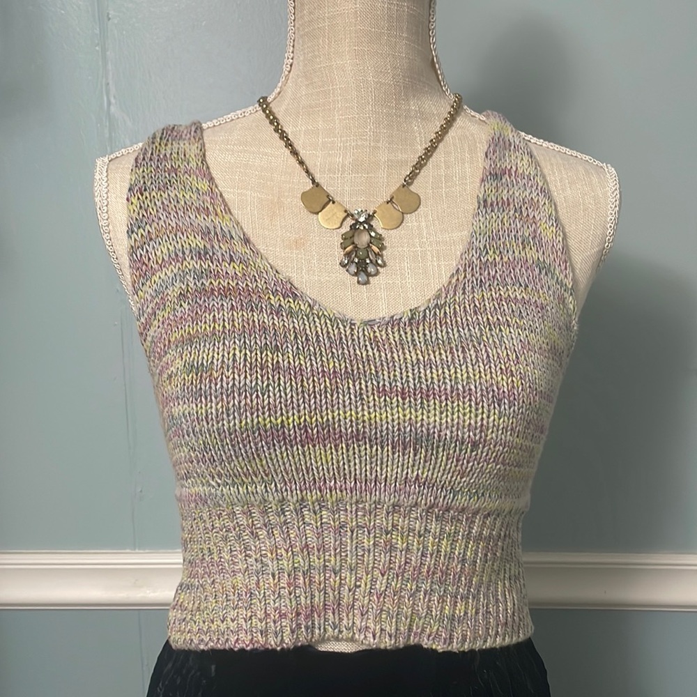 Size large/medium, Ecote brand crochet crop top, multicolor